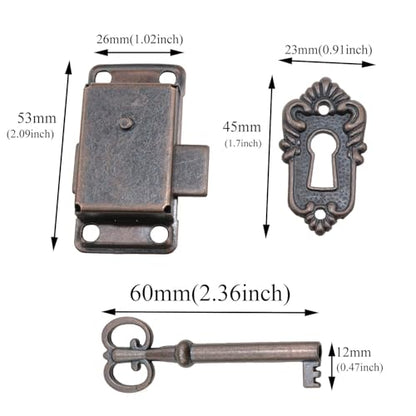 2 Pack Antique Cabinet Lock with Key for Drawers and Desks