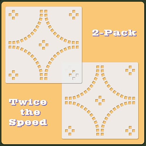 2 Pcs 12" x 12" Tile Stencil Painting Stencil for Walls and Floors - Reusable - Stencils for Painting - Stencil for Home Decor (Modern Mosaic) - style: Modern Mosaic