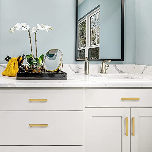 Ravinte Hardware Gold Cabinet Handles Drawer Pulls 3.75 Inch CC 10 Pack - color: Gold Square, size: 3-3/4" Hole Center