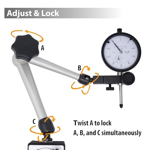 Clockwise Tools Dial Indicator with Magnetic Base Holder Stand, DIMR-0105 0-1 inch - style: 0-1" DIMR-0105 with Magnetic Base