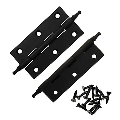 3 Inch Folding Butt Hinges, Brushed Bronze, 2Pcs - color: Matte Black, size: 3 Inches