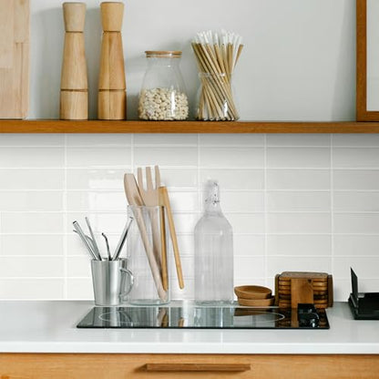 Alwayspon 12×12inch×10Pcs 2.5mm Thick Version Ivory White Marble Style 3D Vinyl Backsplash Tiles, Self-Adhesive Peel and Stick Wall Tile Stickers Stick on Subway Tiles for Kitchen Bathroom Wall - color: Ivory White