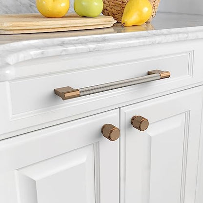 Asidrama 10 Pack 7.5 inch Satin Nickel and Champagne Bronze Cabinet Pulls - color: Nickel-Gold, size: 7.5" Hole Center(192mm)