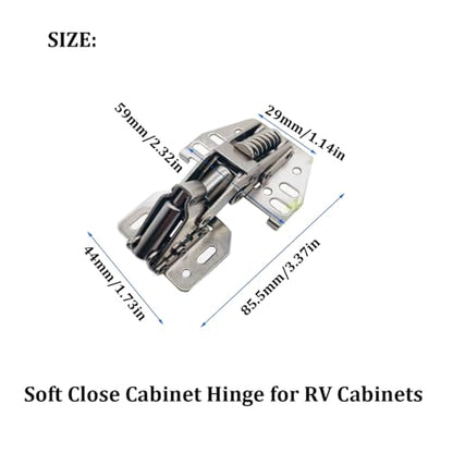 RV Soft Close Cabinet Hinges for Motorhome, Caravan, Camper & Travel Trailer - 4pc Overhead Cabinet Hinges