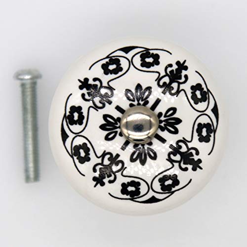 LXZ 4 PCs Vintage Style Round Ceramic Knobs Handles Pulls for Cabinet Drawer Door