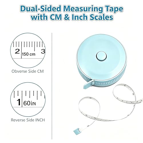 Soft Measuring Tape 4 Pack, Body Tape Measure 60 Inch, Retractable Set - color: Macaron Green+Macaron Blue+White+Pink