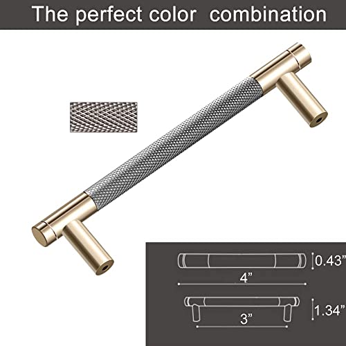 12 Pack 3 Inch 76 mm Barrel Cabinet Pulls Gold and Grey Cupboard Aluminum Handles Drawer Pull Cabinet Handles - color: Gold and Grey, size: 3 Inch