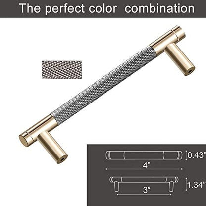 12 Pack 3 Inch 76 mm Barrel Cabinet Pulls Gold and Grey Cupboard Aluminum Handles Drawer Pull Cabinet Handles - color: Gold and Grey, size: 3 Inch
