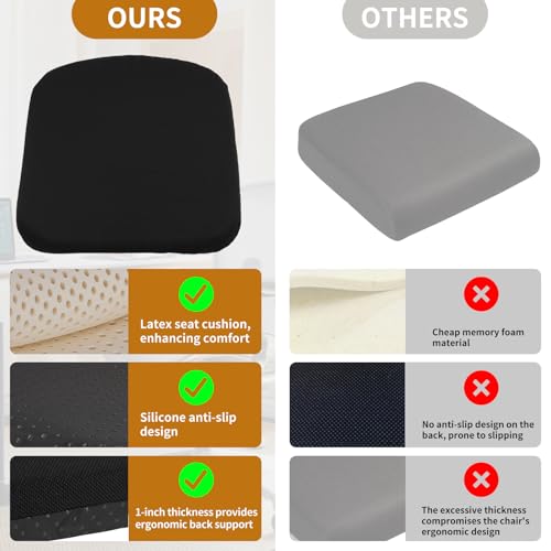 Natural Latex Seat Cushion for Haworth Zody Chair - Ergonomic Office Chair Accessories, Soft and Comfortable Seat Mat （Black）