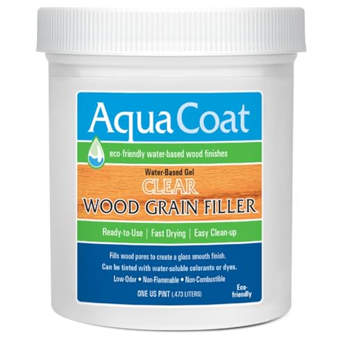 Aqua Coat Water Based Wood Finishing Bundle - Clear Wood Grain Filler Gel, Clear Instrument Lacquer Satin Topcoat, DIY, Low Odor, Fast Drying, Extreme Clarity, Water Cleanup