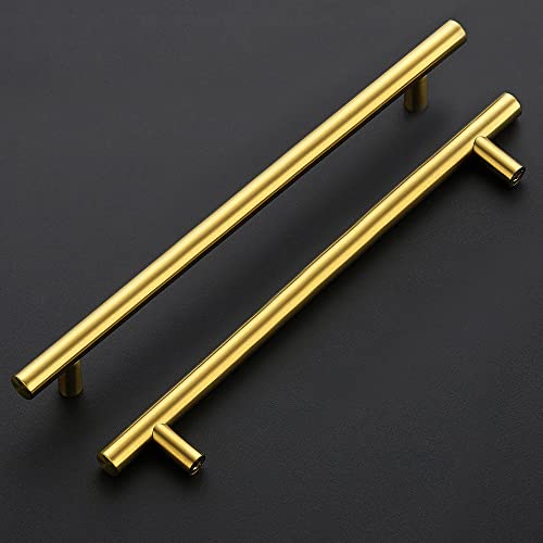 Ravinte Brushed Brass Cabinet Handles, 5 Pack Drawer Pulls, 8-4/5 in - size: 8-4/5 Inch Hole Centers