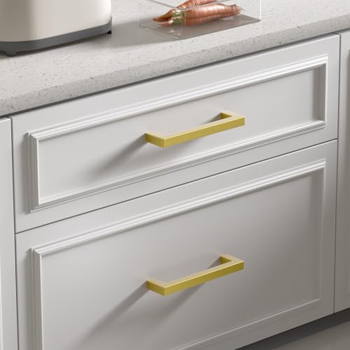 Goldenwarm 25 Pack 5 Inch Gold Cabinet Handles Brushed Gold Cabinet Pulls - color: Gold, size: 5in Hole Centers