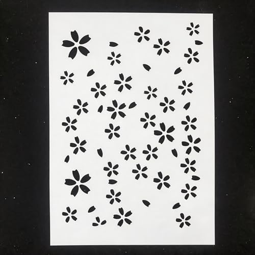 TIAMECH A4 Reusable Simple Cherry Blossom Stencil for Painting - style: Simple Cherry Blossom