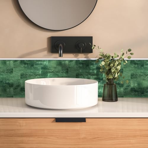 10 Sheets Dark Green PVC Subway Tiles Peel and Stick Backsplash,12''Heat Resistant Stick on Tiles for Kitchen,Waterproof Peel and Stick Wall Tiles for Bathrrom - color: Dark Green