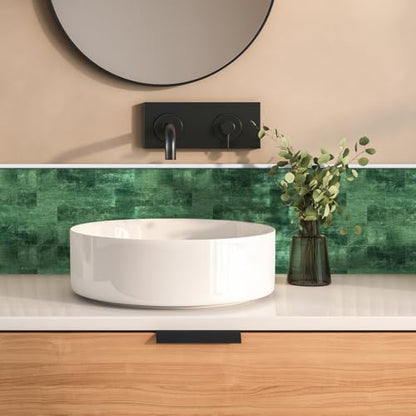 10 Sheets Dark Green PVC Subway Tiles Peel and Stick Backsplash,12''Heat Resistant Stick on Tiles for Kitchen,Waterproof Peel and Stick Wall Tiles for Bathrrom - color: Dark Green