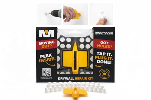 FIX Drywall Anchor Holes Fast - MudPlugz Drywall Hole Repair Kit - No Mesh - No Spackle - Professional Small Hole Wall Patch Kit - 36 Plugs - Reusable Prep Tool - Quick and Easy