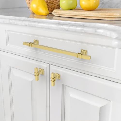 Asidrama 10 Pack 7.5 Inch(192mm) Brushed Gold Kitchen Cabinet Handles, Cabinet Pulls Kitchen Cabinet Hardware for Cupboard Drawer Pulls - color: Brushed Gold, size: 7.5" Hole Center