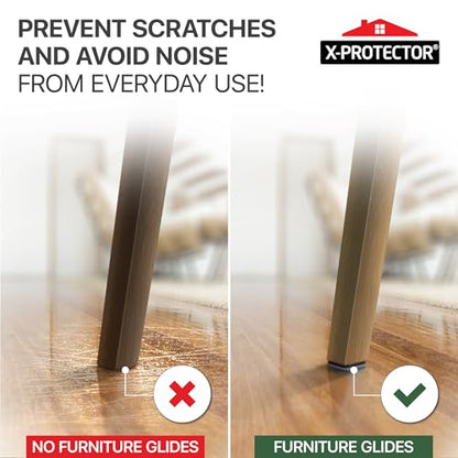 Chair Glides X-PROTECTOR - 1" Furniture Glides 24 PCS, Grey - size: 1" 24 PCS Grey (Square)