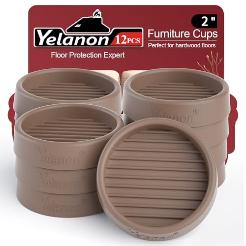 Non Slip Furniture Pads for Hardwood Floors -Yelanon 12Pcs 2” Coasters Cups - color: 12pcs2"round Brown