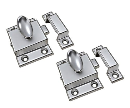 QCAA Oval Turn Cabinet Latch, for Cupboard & Other Furniture, Large, Chrome Plated, Made in Taiwan, 2 Pack - color: Chrome Plated, size: 2pack-large