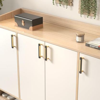 Rergy 25 Pack 3-3/4 Inch Black and Gold Cabinet Pulls Gold Drawer Pulls - color: Black&Gold, size: 3-3/4 Inch Hole Center