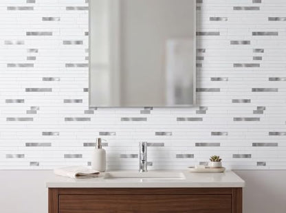 Yipscazo Peel and Stick Stone Metal Backsplash, Stick on Tiles for Backsplash Kitchen (5 Pack, Pure White) - color: Pure White
