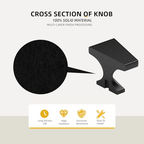 Goldenwarm 50 Pack Kitchen Cabinet Hardware Flat Black Bathroom Cabinet Knobs - LS6785BK Euro Style Black Cabinet Knobs Square Metal Drawer Knobs for Dresser,Closet,1.1inch Width - color: Black, size: 50 Pack