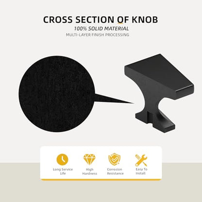 Goldenwarm 50 Pack Kitchen Cabinet Hardware Flat Black Bathroom Cabinet Knobs - LS6785BK Euro Style Black Cabinet Knobs Square Metal Drawer Knobs for Dresser,Closet,1.1inch Width - color: Black, size: 50 Pack
