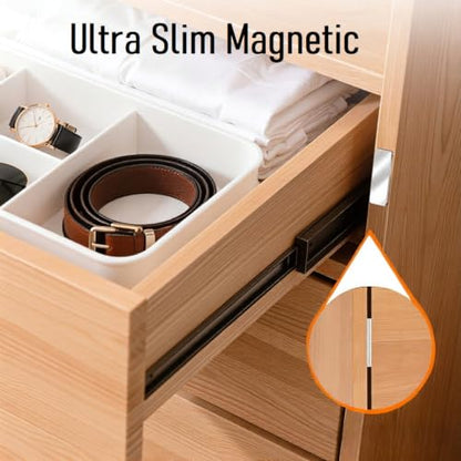 10 Pack Ultra Thin Cabinet Door Magnet, No Drilling Magnetic Door Catch for Closure, Strong Adhesive Drawer Magnet to Stay Closed, Stainless Steel 0.8"x1.6" - Pet Kid Safe