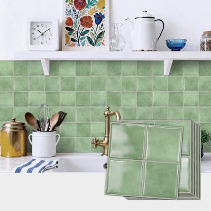 20pcs Peel and Stick Backsplash Wall Tiles,Gray Green 6"x6" - color: Gray Green