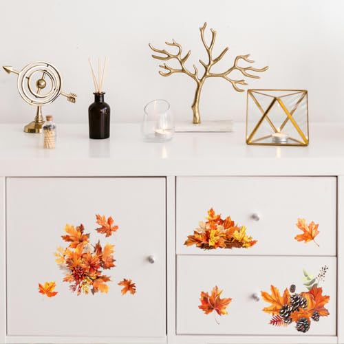 Peacoblue Autumn Leaves Rub On Transfers for Furniture Craft 6"x12" - style: Autumn Leaves