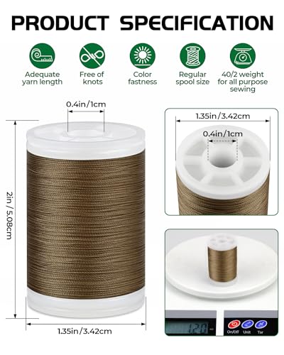 330 Yards FIVEIZERO Extra Strong Upholstery Thread, Bonded Thread, Khaki - color: Khaki