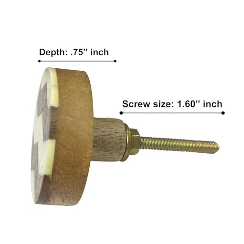 Perilla Home Set of 6 Decorative Round Shape Acrylic and Wood Knobs - for Room Kitchen Cabinet,Hardware, Cupboard, Door, Dresser Pulls Handles - (Brown & White) - style: Brown and white