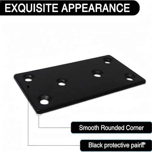 4pcs Flat Mending Plate 2x3.94''/50x100mm Metal Plates with Screws Flat Brackets for Wood Metal Bracket for Wooden Furniture Black - size: 3.94"x1.97'