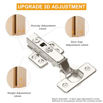 40Pcs Frameless Soft Close Full Overlay Cabinet Hinges - color: Full Overlay, size: 20 Pairs