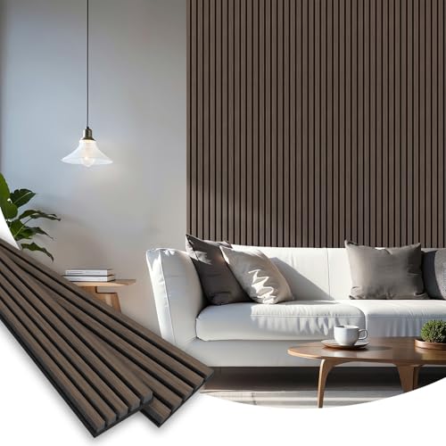 SMARTSTANDARD Wood Slat Acoustic Wall Panels 2 Pack 94"x23.6" Dark Walnut - color: Classic Dark Walnut, size: 94.5" x 48"