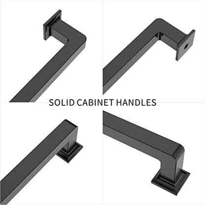 9BUILD 10 Pack 8.8 Inch Matte Black Cabinet Handles,Kitchen Hardware - color: Matte Black, size: 8.8"/224MM Hole Center