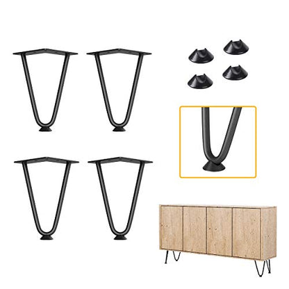 Genius Iron Hairpin Furniture Legs 6 inch, Black, 4 PCS - size: 6 Inch