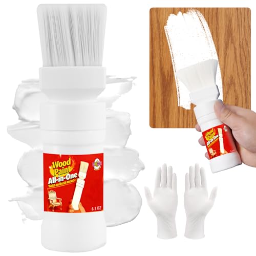 White Wood Touch Up Paint, Multi Surface Touch Up Paint Pen, Refinishing for Door, Cabinets, Furniture, Metal - Repair Sratches, Chips, Quick-Dry, Easy Brush Application (6.35 Oz, 1Pack)