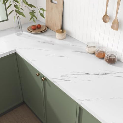 VEELIKE Off-White Marble Contact Paper for Countertops Waterproof Peel and Stick Countertop Wrap 15.7''x118'' Removable Self Adhesive Marble Wallpaper Thick Counter Top Cover for Kitchen Bathroom Desk - size: 15.7" x 118"