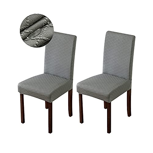Genina Waterproof Chair Covers for Dining Room Dining Chair Covers Kitchen Parsons Chair Covers (Gray, 2 PCS) - color: Grey, size: 2 PCS