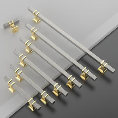 Asidrama 10 Pack 5 Inch(128mm) Brushed Satin Nickel and Gold Kitchen Cabinet Handles, Cabinet Pulls Kitchen Cabinet Hardware for Cupboard Drawer Pulls - color: Nickel-Gold, size: 5" Hole Center