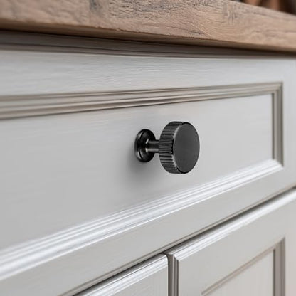VEHCIL 10 Pack Round Matte Black Kitchen Cabinet Knobs Black Drawer Dresser Knobs Cabinet Handles for Cupboard Closet Bathroom Kitchen Cabinet Hardware,Solid Zinc Alloy - color: Matte Black (10PACK), size: 1.1 Inch