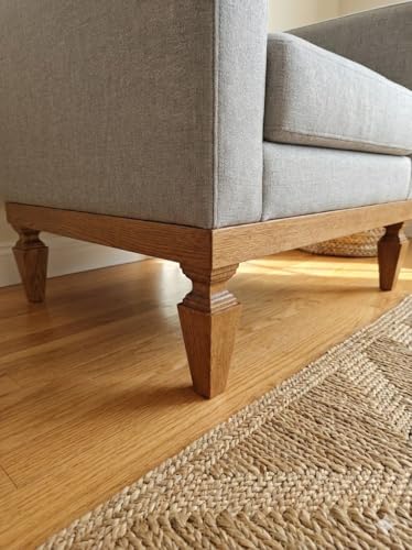 8 Inch Square Solid Wood Beech Replacement Furniture Legs, Set of 4, Wooden Feet Mid Century Modern, Unfinished Legs for Sofa, Couch, Armchair, Ottoman, Cabinet, TV Stand, Dresser - size: 8" / 20cm
