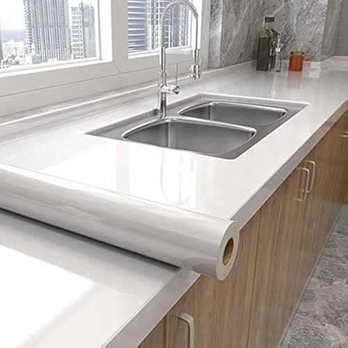 tiltil Shiny Peel and Stick Wallpaper White Contact Paper 15.8"×78.7" - color: Pearl White, size: 15.8" x 78.7"