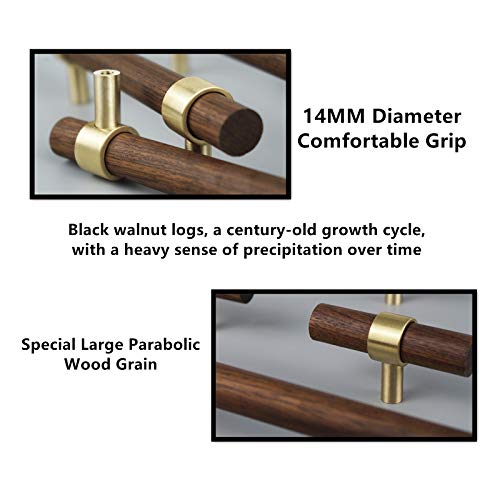Drawer 5.51"/140mm Pulls Brass Walnut for Kitchen Cabinet Handle - size: L5.51" H3.78" Two Hole
