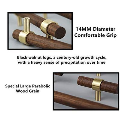 Drawer 11.02"/280mm Pulls Brass Walnut for Kitchen Cabinet Handle - size: L11.02" H8.82" Two Hole