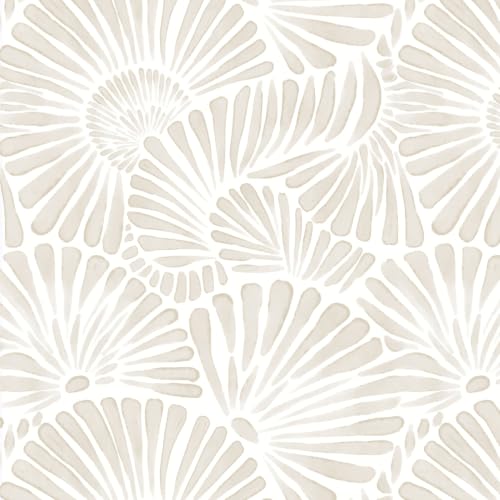 Ismoon Beige Wallpaper Peel and Stick Wallpaper Boho 17.3in x 6.56ft Neutral Removable Modern Geometric Wall Paper for Bathroom Bedroom Nursery Home Wall Waterproof Vinyl - color: Beige and White, size: 17.3" x 78.7"
