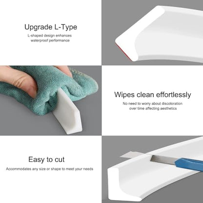 Shower Threshold Water Dam Barrier, Self Adhesive Silicone Waterproof Barrier Bathroom and Kitchen Shower Water Guard for Dry and Wet Separation Caulk Seal Strip Edge Trim (78Inch, Balck) - color: Black, size: 79Inch
