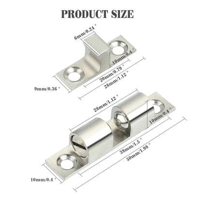 Alise Brass Double Roller Catch Cabinet Latches Door Catch 47mm,4 Pcs - color: Silver, size: 47mmX30mm